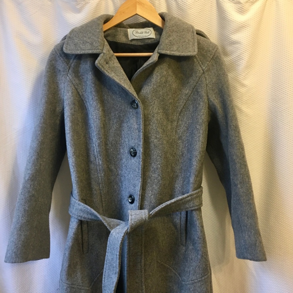 FREDDI-GAIL | long gray wool coat with hood